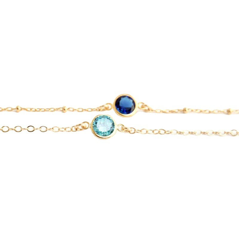 Gold-plated Diamond Beaded Bracelet - Elegant Crystal Bead Bracelet