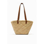 Simple Shoulder Straw Bag Large Capacity Straw Bag Woven Bag Vacation Beach Bag Natural Grass Women Bag