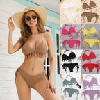 Beach Vacation Knitted Hand Crocheting Sexy Bikini Tassel Shell Strap Split Suit Multi-Color Optional Crochet hook