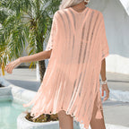 Spring Summer Hollow Out Cutout Sweater Loose Bikini Cover-up Swimsuit Blouse Beach Sun Protection Clothing Women Crochet hook