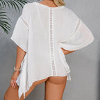 Sun Protective Clothing Vacation Sexy Loose Lace Band Sun Protection Casual Short Hollow Out Cutout Cardigan