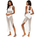 Beach Cover up Hollow Out Cutout Knitted Vest Vacation Skirt Bikini Cover