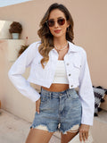 Women Clothing Casual Loose Denim Short Coat White Denim Jacket