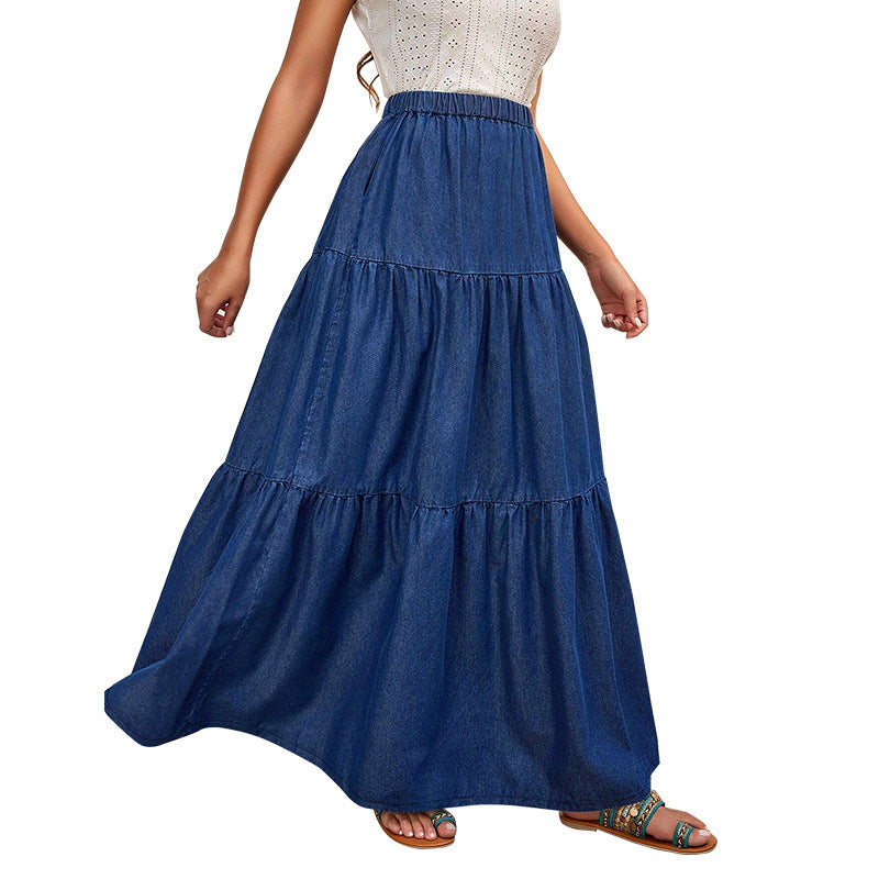 Women Clothing Denim Casual Long Skirt