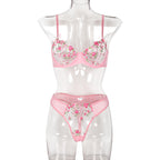 Women Clothing Sexy Lingerie Exquisite Fresh Little Floral Two Piece Embroidery Set