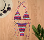 Bikini Three Point Floral Tie Neck Swimsuit