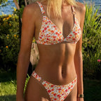 Bikini Small Floral Print Backless Sexy Split Swimsuit Vacation Bikini for Women