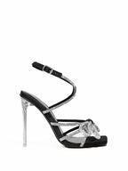 Summer High Heel Sandals Women Square Toe Rhinestone Bow Heels 11cm Stiletto Heel Women