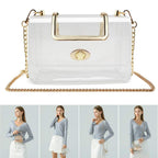 Women's Transparent evening Clutch Bag – Stylish Clear Crossbody Shoulder purse with Removable Gold Chain Strap