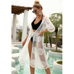 Seaside Vacation Beach Sexy Hollow Out Cutout Beach Cover Up Long Cardigan Factory