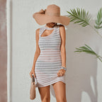 Beach Dress Women Solid Color Sexy Knitted Beach Bikini Swimsuit Blouse Sun Protective Clothing