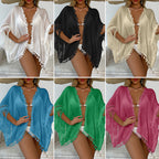Tassel Cardigan Hand Crocheting Sleeve Edge Sexy Loose Casual Vacation Beach Sunscreen Swimsuit Cover