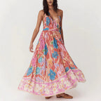 Summer Positioning Printing Slip Dress Loose Casual Holiday Dress Women