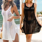 Arrival Knitted Hollow Out Cutout Vest Blouse Holiday Bikini Cover-up Short Skirt Sun Protection Shirt Beach Skirt Crochet Crochet hook
