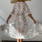 Swimwear Coat Sunscreen Strap Sexy Cutout Cardigan Mid Length Outer Match Embroidered Beach Beach Cover Up