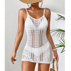 Women Clothing Short Knitted Texture Hollow Out Cutout Out See Through Camisole Sexy Short Dress Knitted Beach Dress Crochet hook