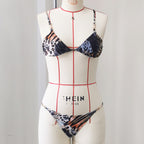 Three Point Low Waist Bikini Sexy Backless Print Split Swimsuit Women