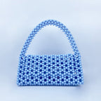 Pearl Bag Women Hand Woven Acrylic Beaded Bag Retro Fairy Small Handbag Triangle Wrist Bag