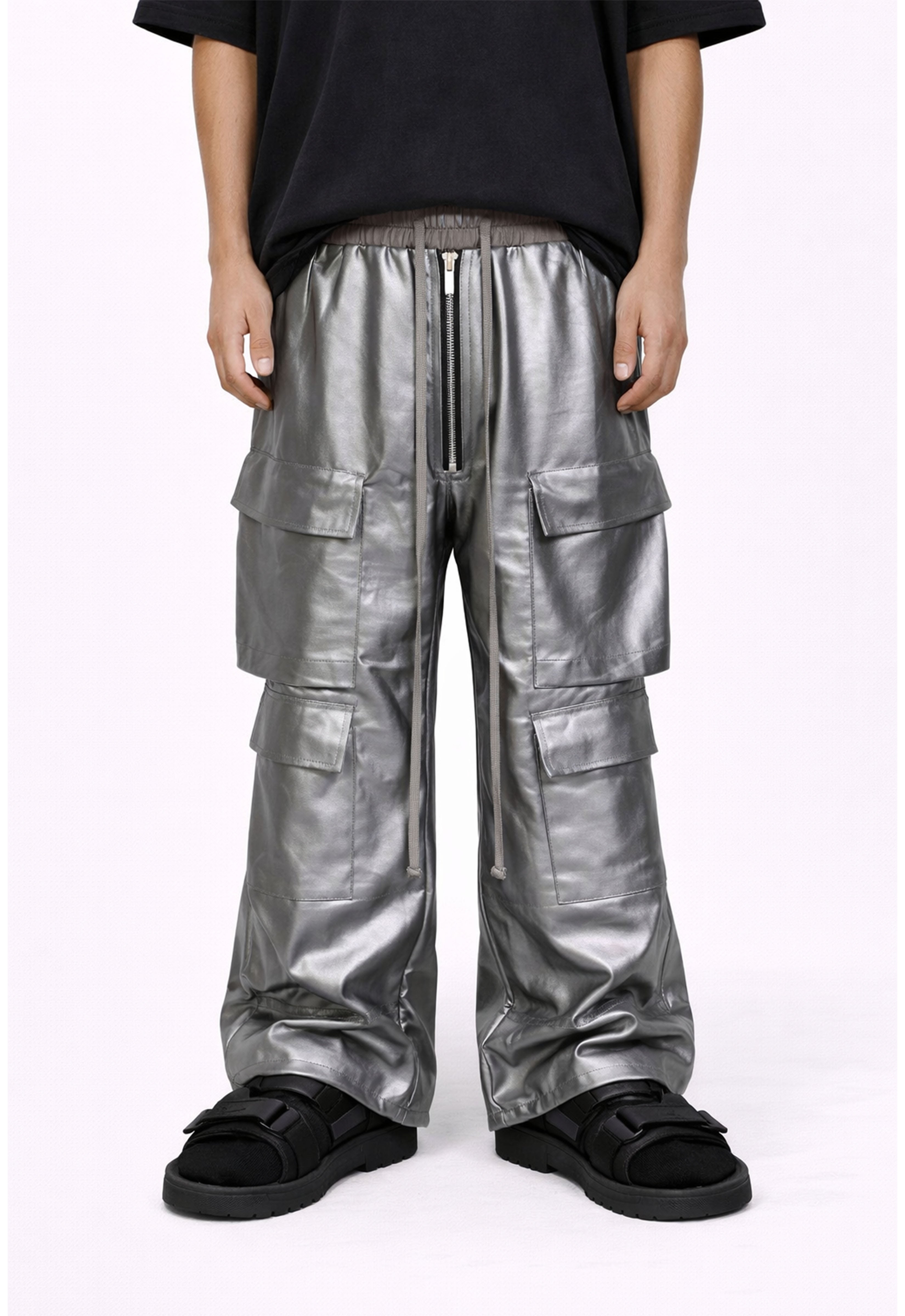 METTALIC FLOW CARGO PANTS