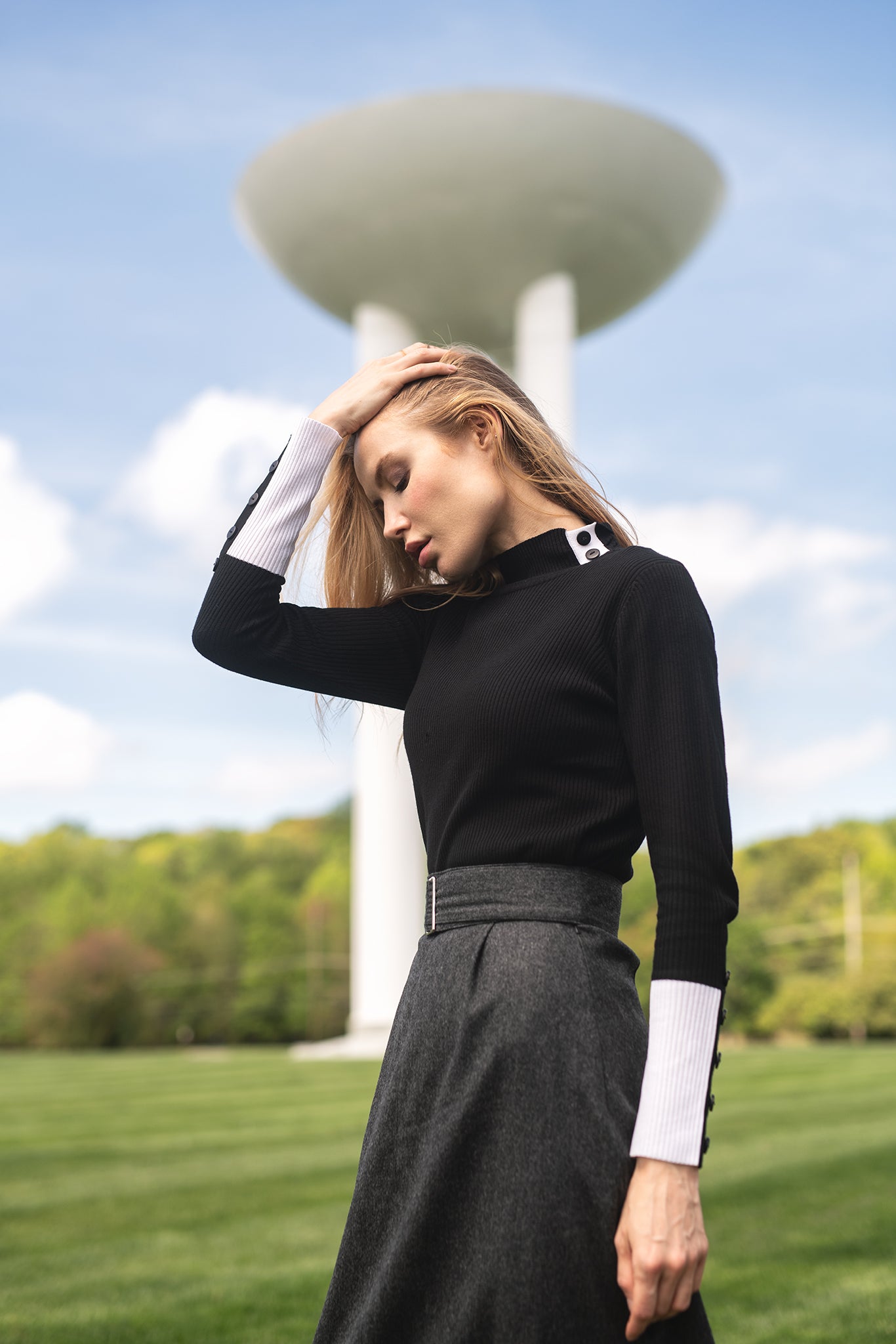 BELTED WOOL A SKIRT