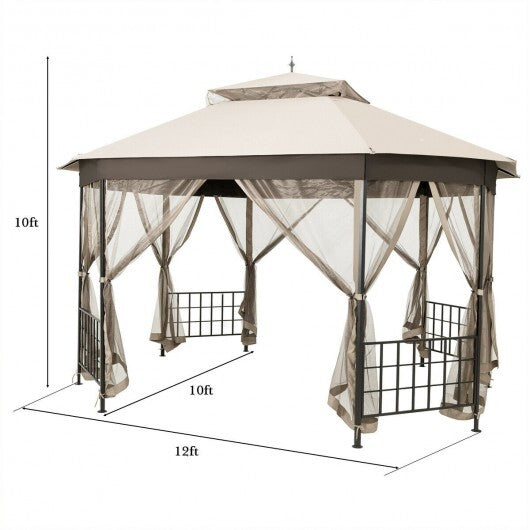 10'x 12' Octagonal Patio Gazebo-Brown