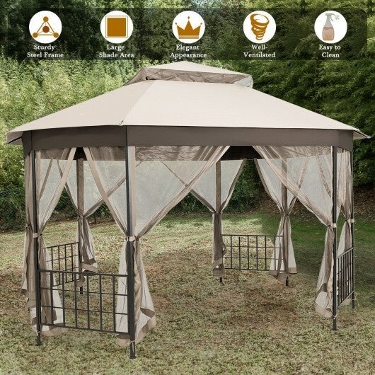 10'x 12' Octagonal Patio Gazebo-Brown