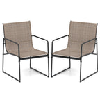 Outdoor Dining Chairs Set of 2 Patio Furniture Chair with Breathable Seat and Backrest-Brown