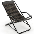 Outdoor Patio PE Wicker Rocking Chair with Armrests and Metal Frame-Gray