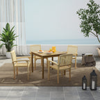 Set of 4 Outdoor Patio Chair with Slatted Seat and Curved Seat