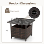 Outdoor Patio Rattan Wicker Steel Side Deck Table