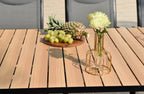 Panama Dark Rectangular Table and 6 Nassau Black Aluminum