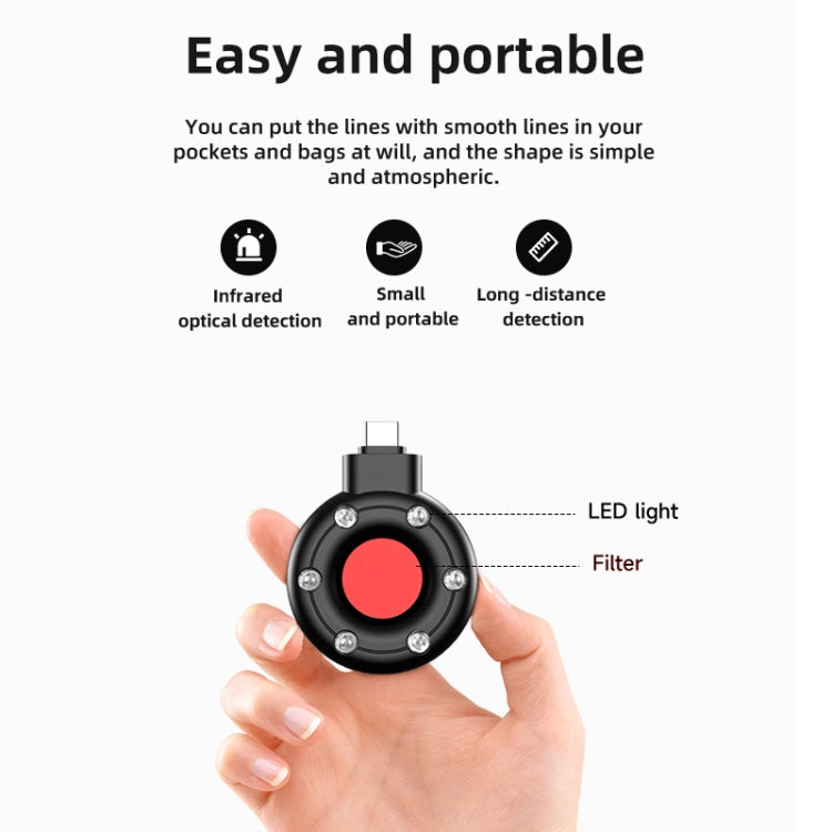 S300 USB-C/Type-C Plug Infrared Detector Hotel Camera Anti-Sneak Shooting Scanner (Black)