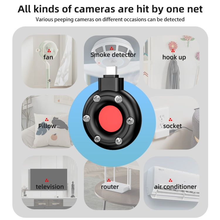 S300 USB-C/Type-C Plug Infrared Detector Hotel Camera Anti-Sneak Shooting Scanner (Black)
