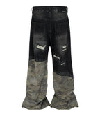 NOIR SCAB CAMO FLARE DENIM