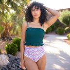 Smocked Mini Ruffle Tankini Top