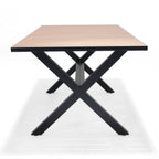 Panama Dark Rectangular Table and 6 Nassau Black Aluminum