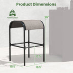 Set of 2/4 Patio Metal Bar Stools with Curved Fabric Seat