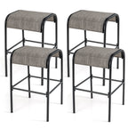 Set of 2/4 Patio Metal Bar Stools with Curved Fabric Seat