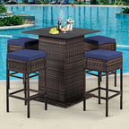 5 Pieces Patio Rattan Bar