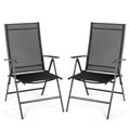 Set of 2 Adjustable Portable Patio Folding Dining Chair Recliners-Black