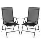 Set of 2 Adjustable Portable Patio Folding Dining Chair Recliners-Black