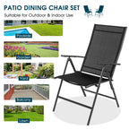 Set of 2 Adjustable Portable Patio Folding Dining Chair Recliners-Black