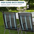 Set of 2 Adjustable Portable Patio Folding Dining Chair Recliners-Black
