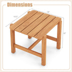 Patio Teak Wood Side Table with Slatted Tabletop for Yard