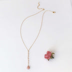 Peach Moonstone Yoga Pendant Necklace