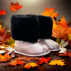 Rose Gold Faux-Fur Barefoot Boot Topper | Ozznek Removable Sole Shoes