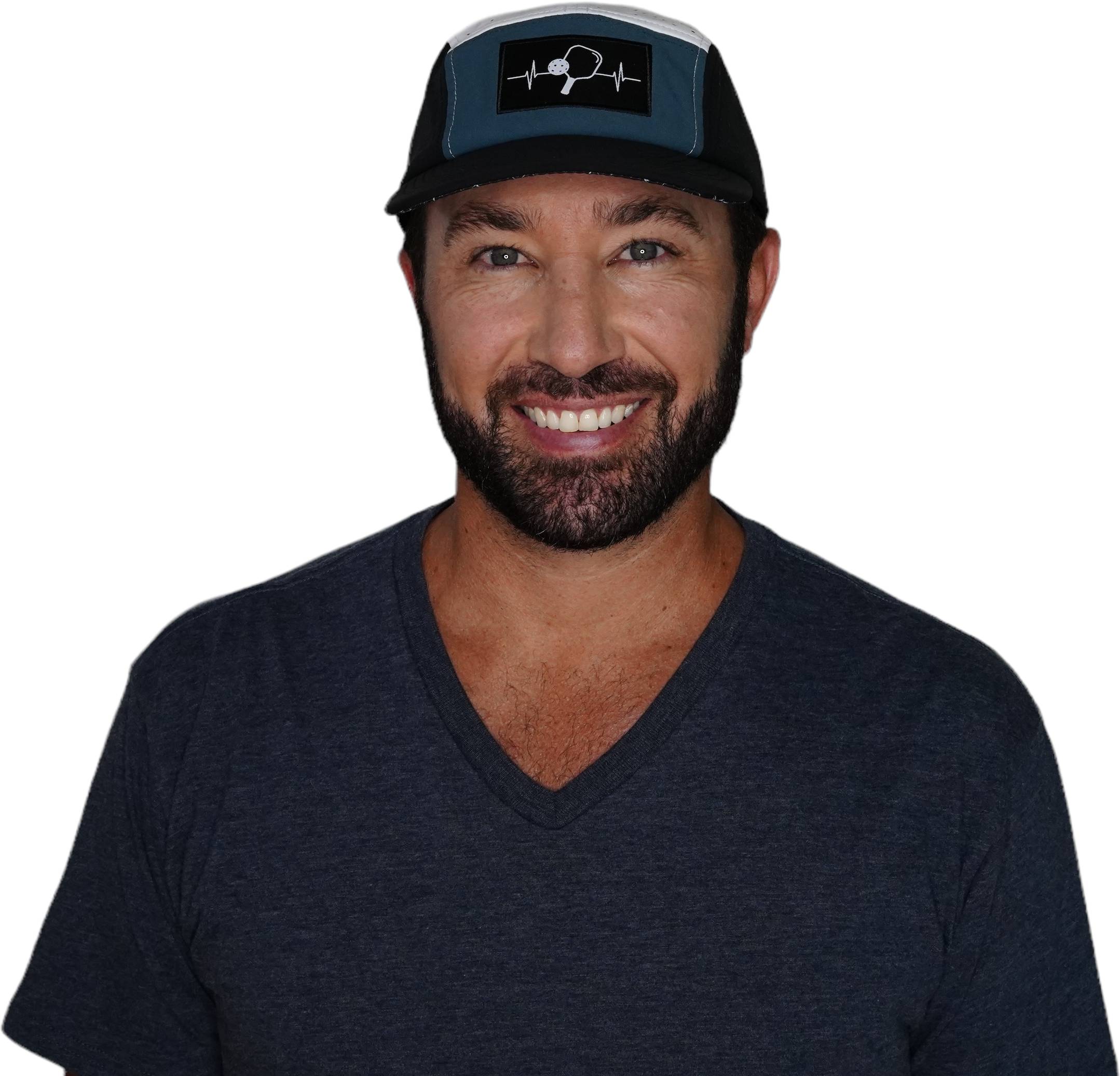 Pickleball Hat - 5 Panel - Black / Slate Green / White - Laser Mesh