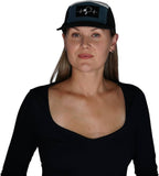 Pickleball Hat - 5 Panel - Black / Slate Green / White - Laser Mesh