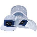Pickleball Hat - 5 Panel - Gray / Navy / White - Laser Mesh
