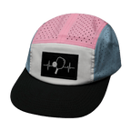 Pickleball Hat - 5 Panel - Black / White / Pink / Light Blue - Laser Mesh